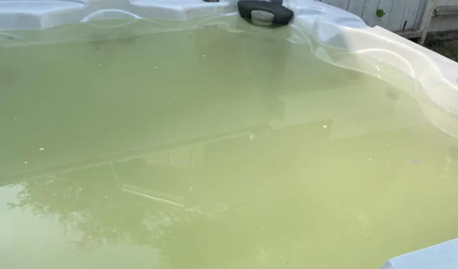 hot bath tub green cloudy water